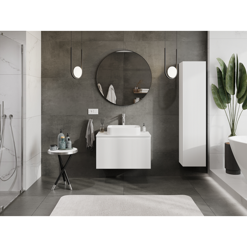 Mexen Rivel ντουλάπι μπάνιου με νιπτήρα 80 εκ., 1 συρτάρι, αυλακωτό, λευκό ματ