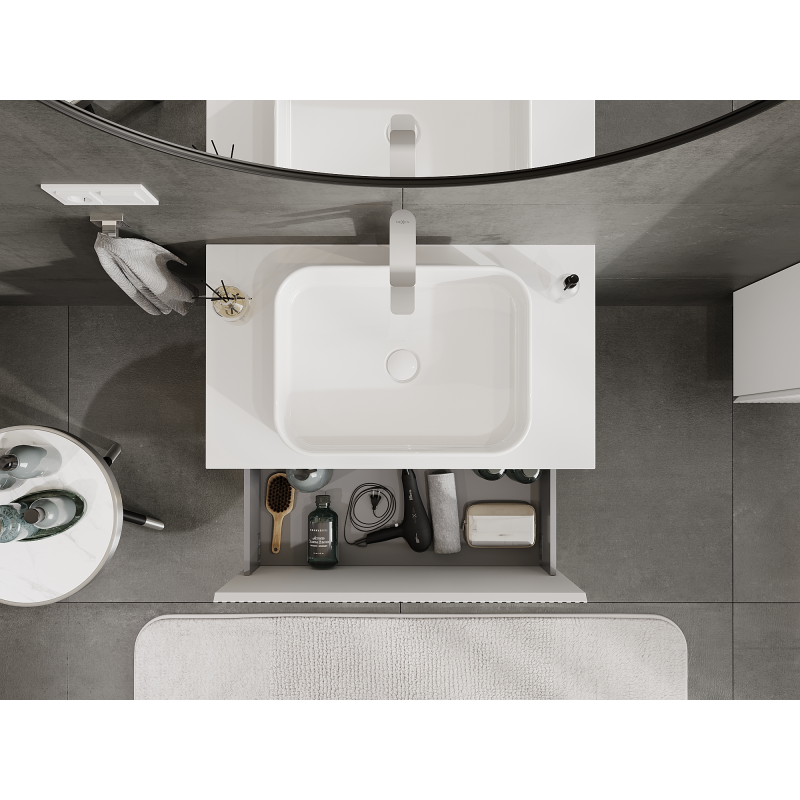 Mexen Rivel armário de casa de banho para lavatório 80 cm, 1 gaveta, canelado, branco mate - 91A20-08047-1-BF01