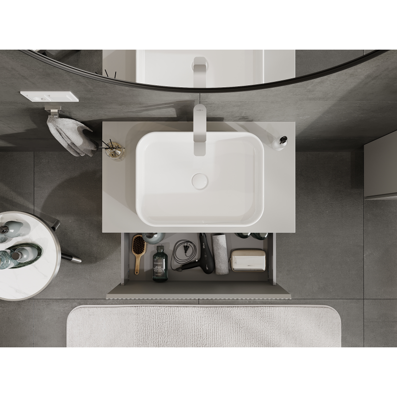 Mexen Rivel ντουλάπι μπάνιου κάτω από τον νιπτήρα 80 εκ., 1 συρτάρι, ριγέ, γκρι