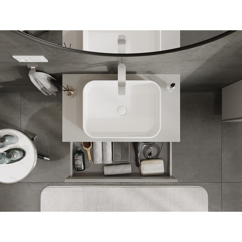 Mexen Rivel ντουλάπι μπάνιου κάτω από νιπτήρα 80 cm, 2 συρτάρια, ραβδωτό, γκρι