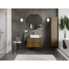 Mexen Rivel 80 cm Bathroom Cabinet, 2 Drawers, Fluted, Walnut - 91A20-08047-2-BFF86