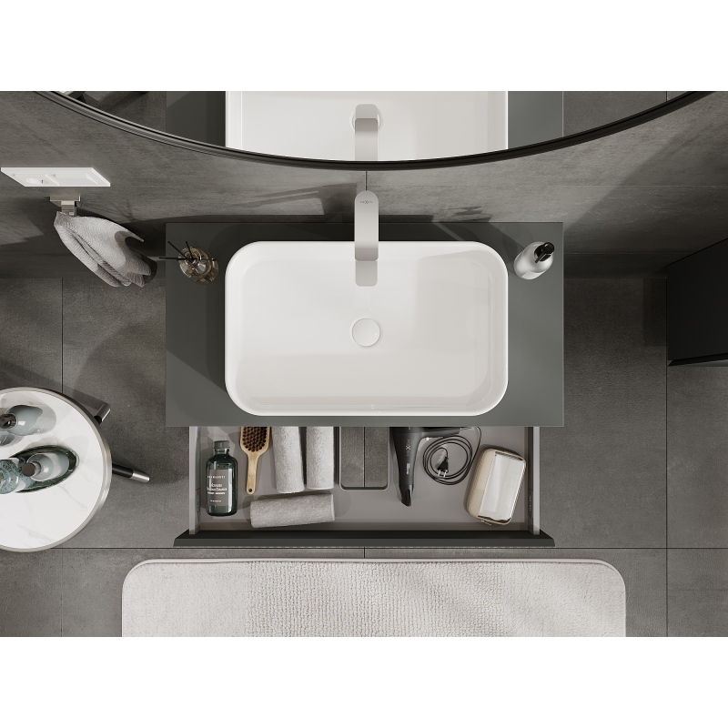 Mexen Rivel armario de baño para lavabo de 90 cm, 1 cajón, ranurado, grafito mate - 91A20-09023-1-BF66