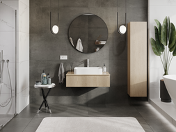 Mexen Rivel mobiletto da bagno sotto-lavabo 90 cm, 1 cassetto, scanalato, rovere - 91A20-09023-1-BF81