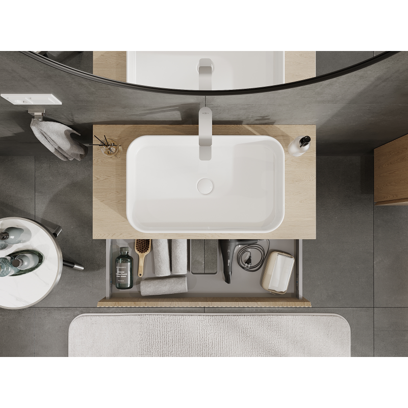 Mexen Rivel armário de casa de banho para lavatório 90 cm, 1 gaveta, canelado, carvalho - 91A20-09023-1-BF81