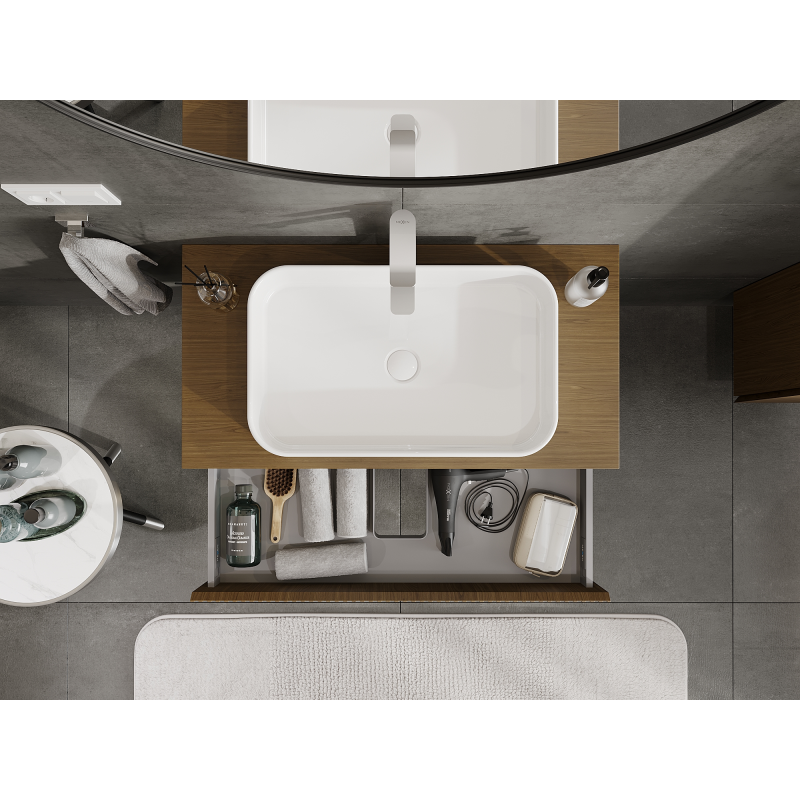 Mexen Rivel meuble de salle de bain sous-lavabo 90 cm, 1 tiroir, rainuré, noyer - 91A20-09023-1-BF86