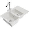 Mexen Gaspar 1.5-bowl granite sink with drainer and Duero kitchen tap, white - 6507-20-671600-00