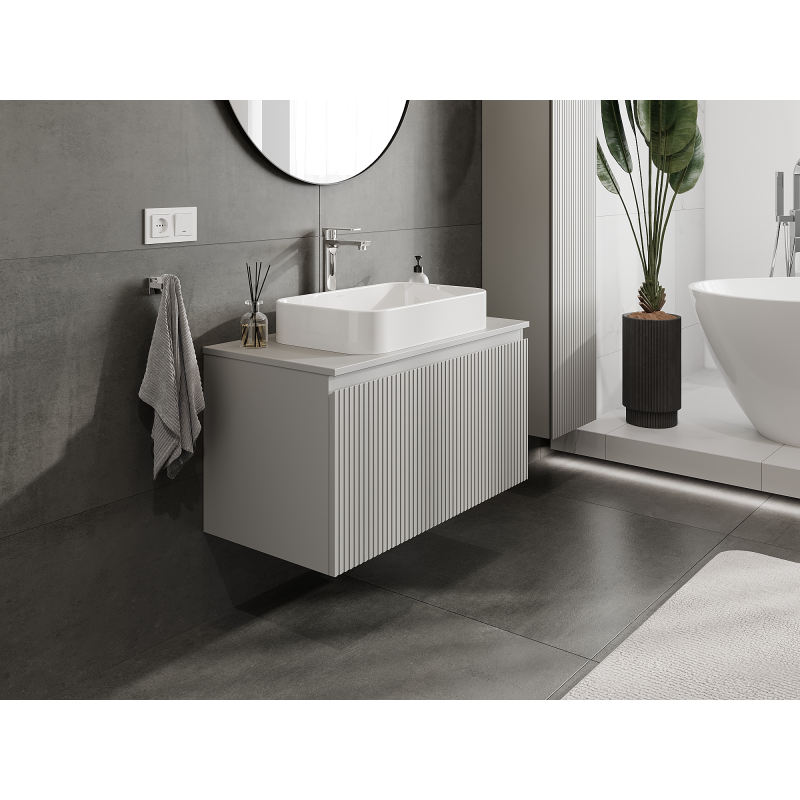 Mexen Rivel ντουλάπι μπάνιου υπό νιπτήρα 90 cm, 1 συρτάρι, αυλακωτό, γκρι ματ