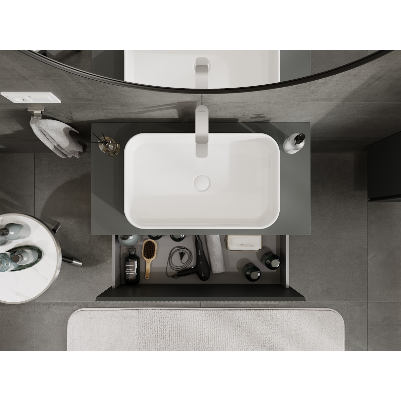 Mexen Rivel meuble de salle de bains sous-lavabo 90 cm, 1 tiroir, rainuré, gris mat - 91A20-09047-1-BF66