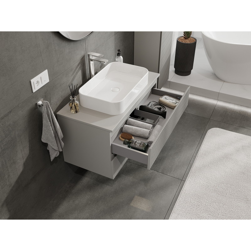 Mexen Rivel vannitoa kapp valamualune 90 cm, 2 sahtlit, sooneline, hall matt - 91A20-09047-2-BFF62
