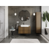 Mexen Rivel bathroom cabinet with sink 90 cm, 2 drawers, fluted, walnut - 91A20-09047-2-BFF86