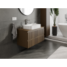 Mexen Rivel bathroom cabinet with sink 90 cm, 2 drawers, fluted, walnut - 91A20-09047-2-BFF86