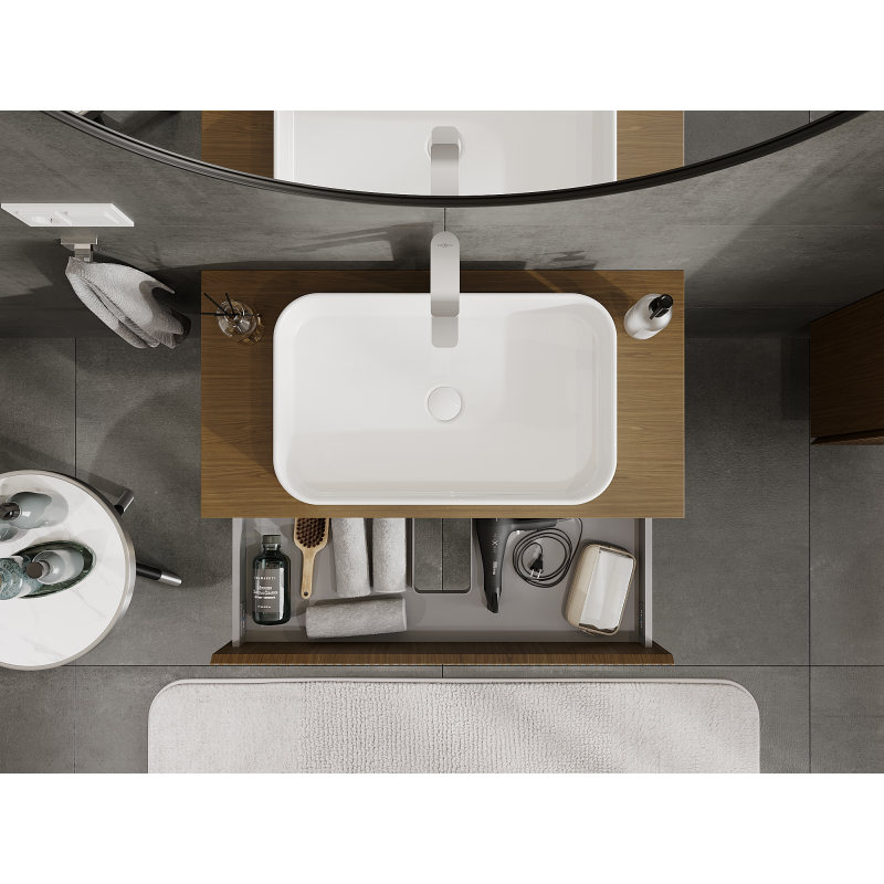 Mexen Rivel mobile bagno sotto lavabo 90 cm, 2 cassetti, scanalato, noce - 91A20-09047-2-BFF86