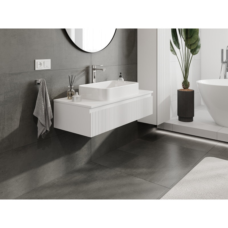 Mexen Rivel vannitoakapp valamualune 100 cm, 1 sahtel, sooneline, valge matt - 91A20-10023-1-BF01