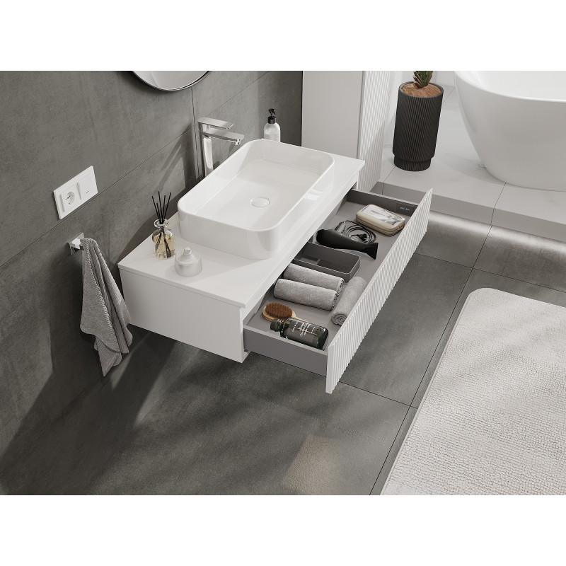 Mexen Rivel vannitoakapp valamualune 100 cm, 1 sahtel, sooneline, valge matt - 91A20-10023-1-BF01