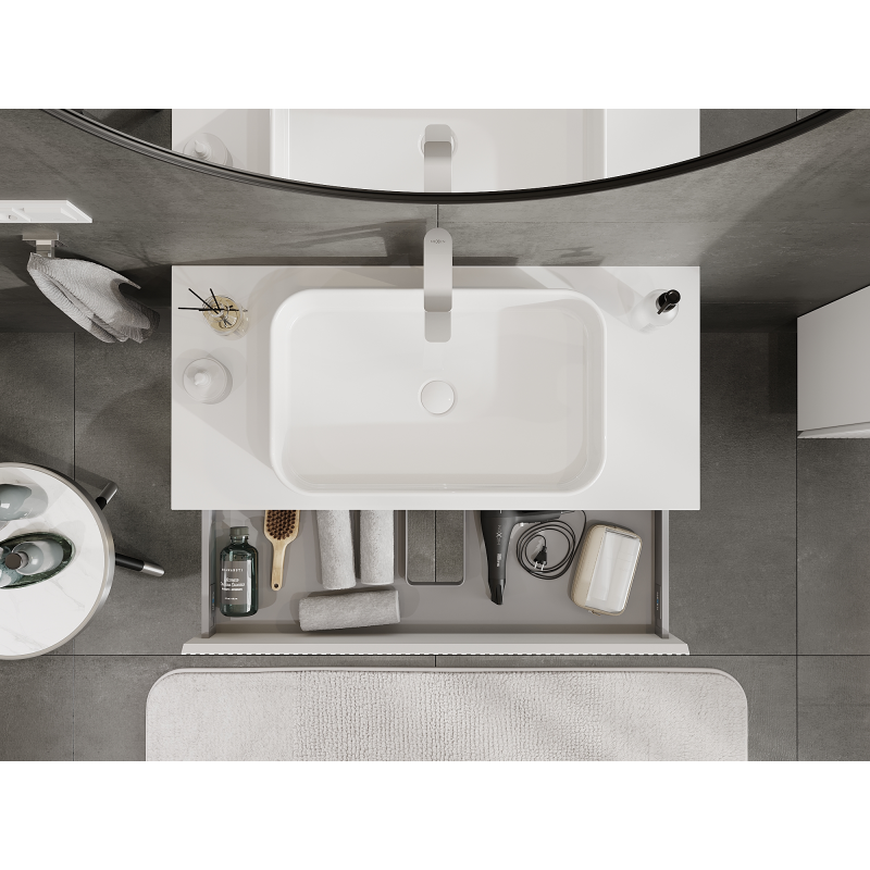 Mexen Rivel 100 cm pesuallaskaappi, 1 laatikko, uurrettu, valkoinen matta - 91A20-10023-1-BF01