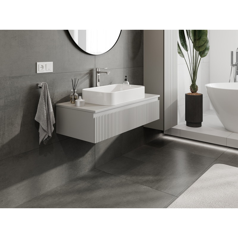 Mexen Rivel vannitoa valamu alune kapp 100 cm, 1 sahtel, sooneline, hall matt - 91A20-10023-1-BF62