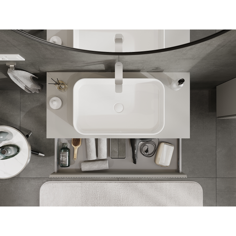 Mexen Rivel badrumsskåp under tvättställ 100 cm, 1 låda, räfflad, grå matt - 91A20-10023-1-BF62