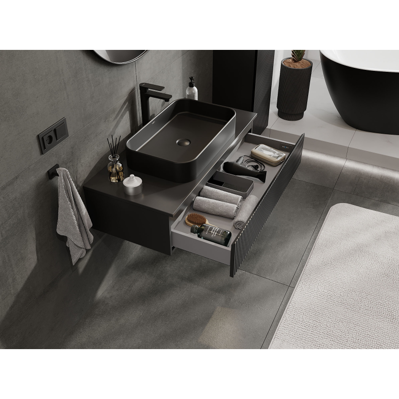 Mexen Rivel ντουλάπι μπάνιου κάτω από νιπτήρα 100 εκ., 1 συρτάρι, αυλακωτό, ματ