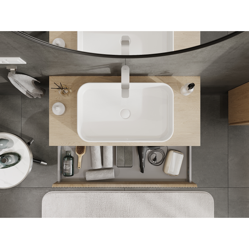 Mexen Rivel armário de casa de banho para lavatório 100 cm, 1 gaveta, canelado, carvalho - 91A20-10023-1-BF81