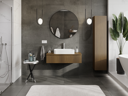 Mexen Rivel Badezimmerschrank für Waschbecken 100 cm, 1 Schublade, geriffelt, Nussbaum - 91A20-10023-1-BF86