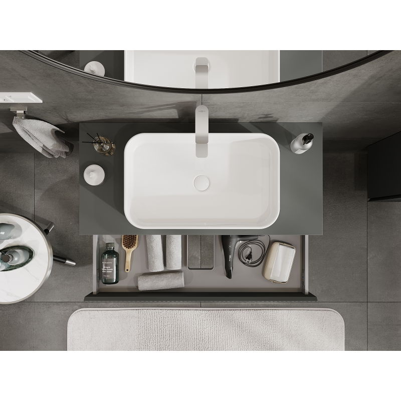 Mexen Rivel badkamerkastje onder wastafel 100 cm, 1 lade, geribbeld, grafiet mat - 91A20-10023-1-BF66