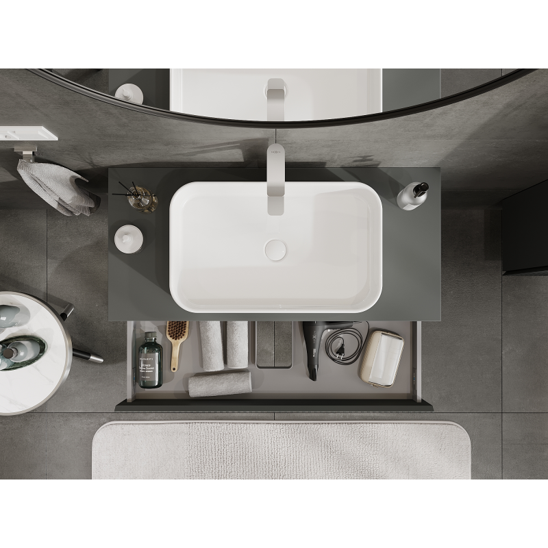 Mexen Rivel mueble de baño bajo lavabo 100 cm, 1 cajón, ranurado, grafito mate - 91A20-10023-1-BF66