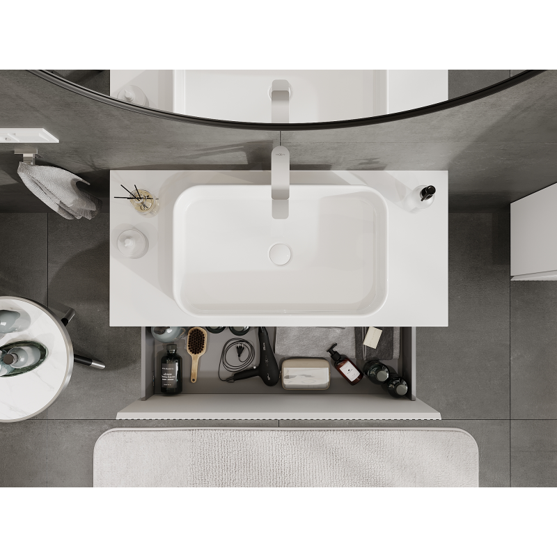 Mexen Rivel armário de casa de banho para lavatório 100 cm, 1 gaveta, estriado, branco mate - 91A20-10047-1-BF01