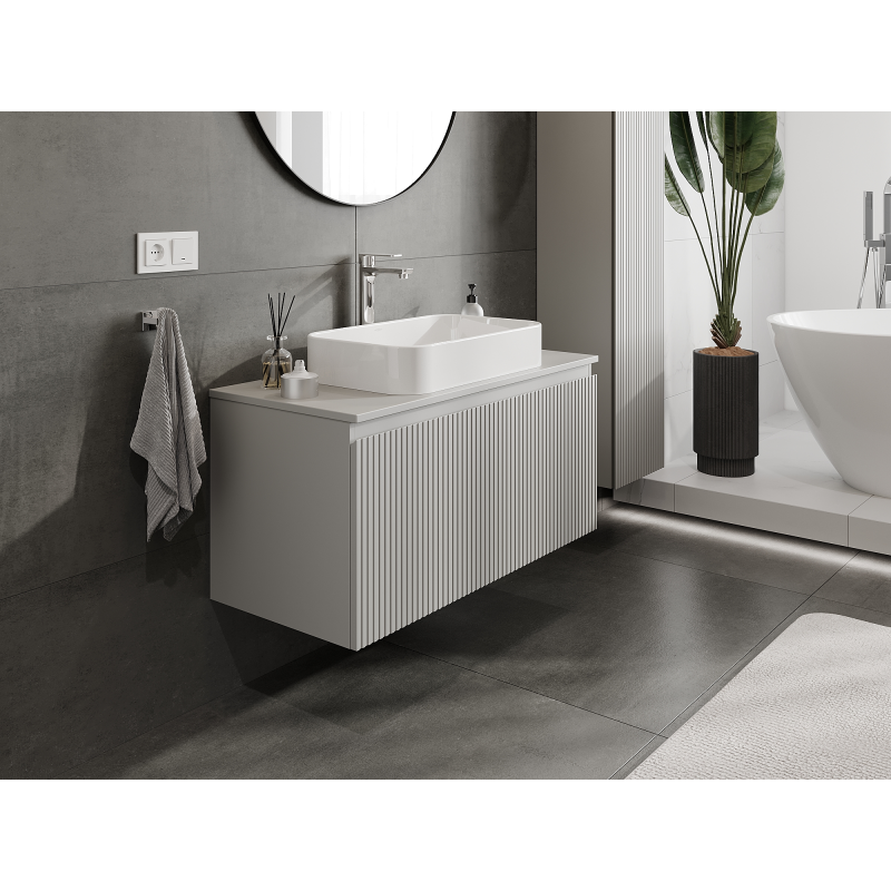 Mexen Rivel armário de casa de banho para lavatório 100 cm, 1 gaveta, ranhurado, cinza mate - 91A20-10047-1-BF62