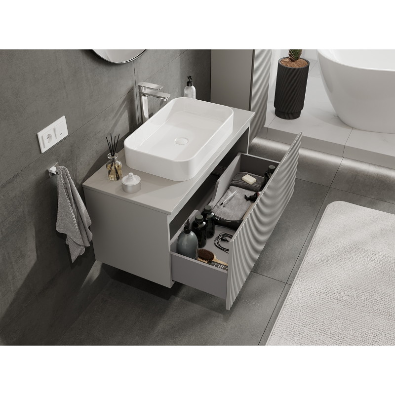 Mexen Rivel vannitoakapp valamu alla 100 cm, 1 sahtel, sooniline, hall matt - 91A20-10047-1-BF62