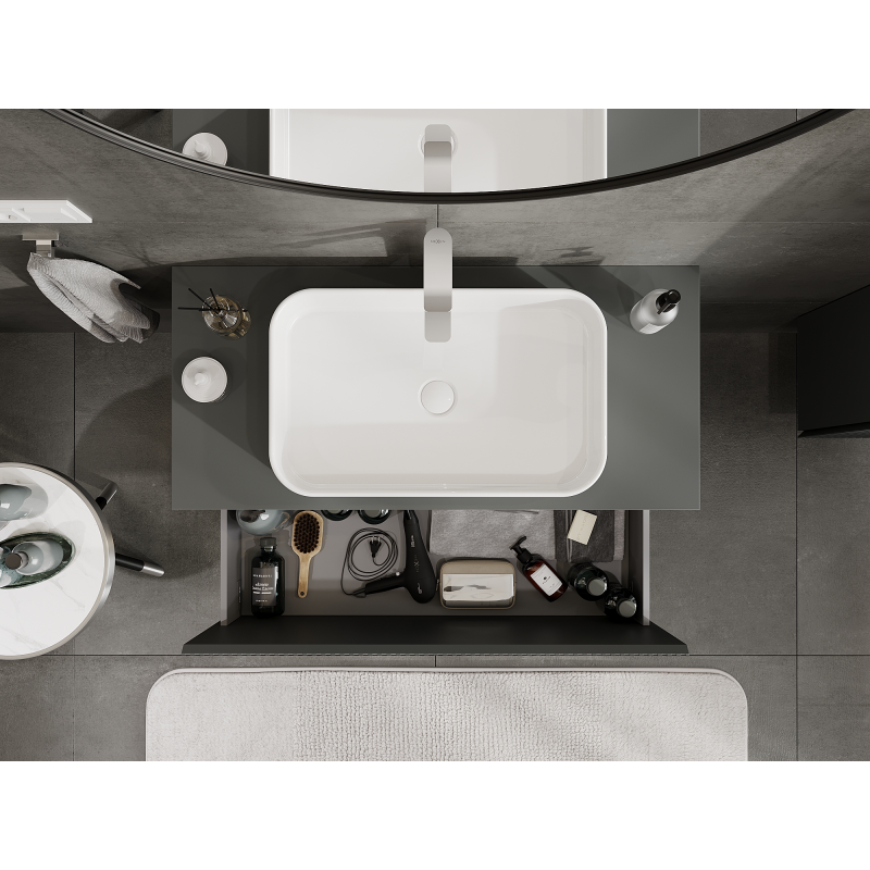 Mexen Rivel armário de casa de banho por baixo do lavatório 100 cm, 1 gaveta, com frisos, grafite mate - 91A20-10047-1-BF66