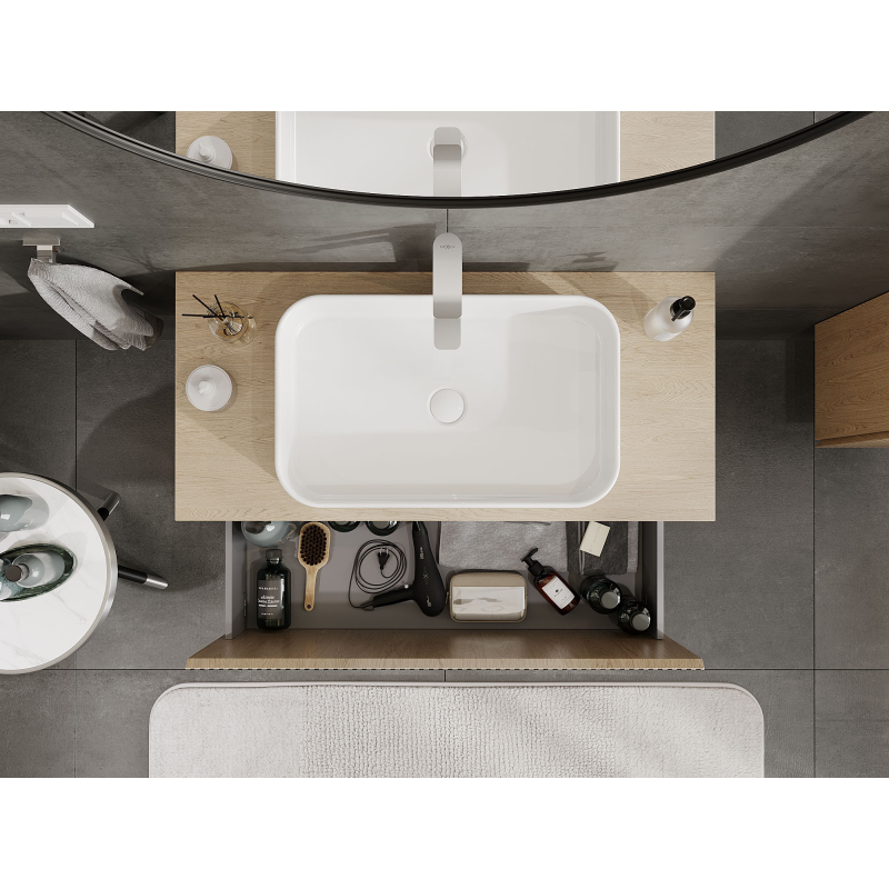 Mexen Rivel badkamerkast onderwastafel 100 cm, 1 lade, gegroefd, eik - 91A20-10047-1-BF81