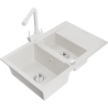 Mexen Gaspar fregadero de granito de 1,5 cubas con escurridor y grifo de cocina Duero, blanco - 6507-20-671600-20