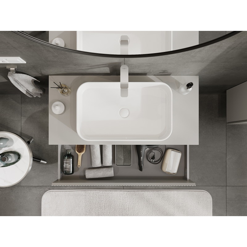 Mexen Rivel 100 cm Under-Sink Bathroom Cabinet, 2 Drawers, Fluted, Matte Grey - 91A20-10047-2-BFF62