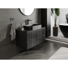 Mexen Rivel bathroom cabinet under sink 100 cm, 2 drawers, grooved, black matte - 91A20-10047-2-BFF71