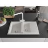 Mexen Gaspar fregadero de granito de 1,5 cubas con escurridor y grifo de cocina Duero, blanco - 6507-20-671600-20