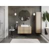 Mexen Rivel bathroom cabinet for sink 100 cm, 2 drawers, fluted, oak - 91A20-10047-2-BFF81