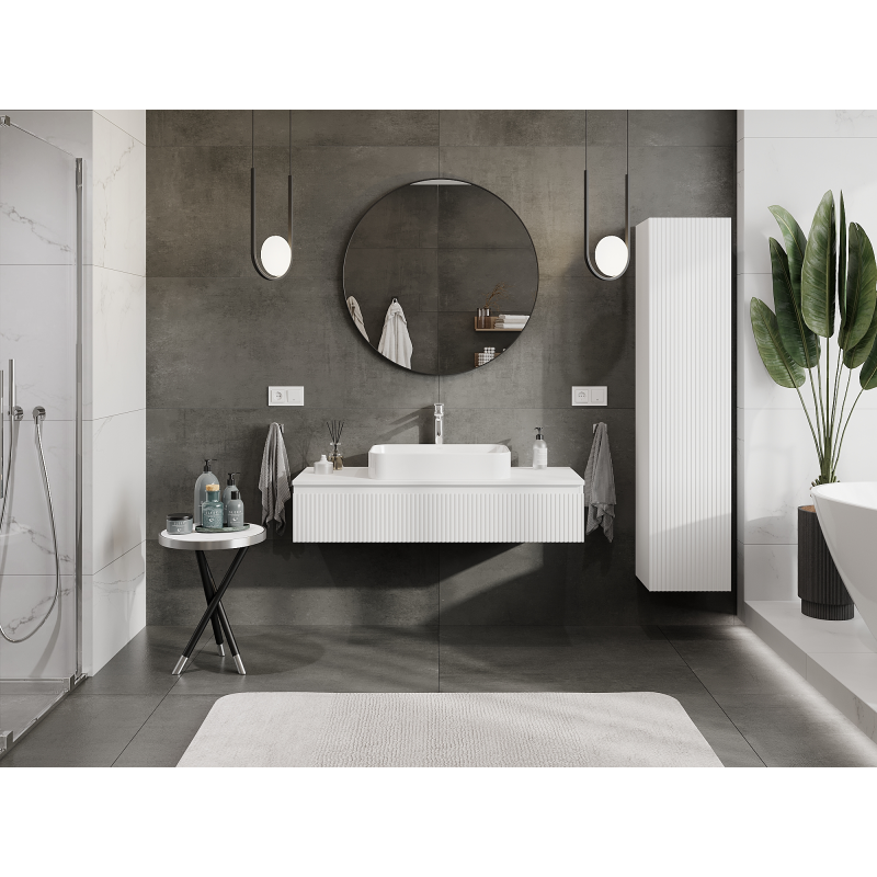 Mexen Rivel badkamerkast onder wastafel 120 cm, 1 lade, gegroefd, mat wit - 91A20-12023-1-BF01