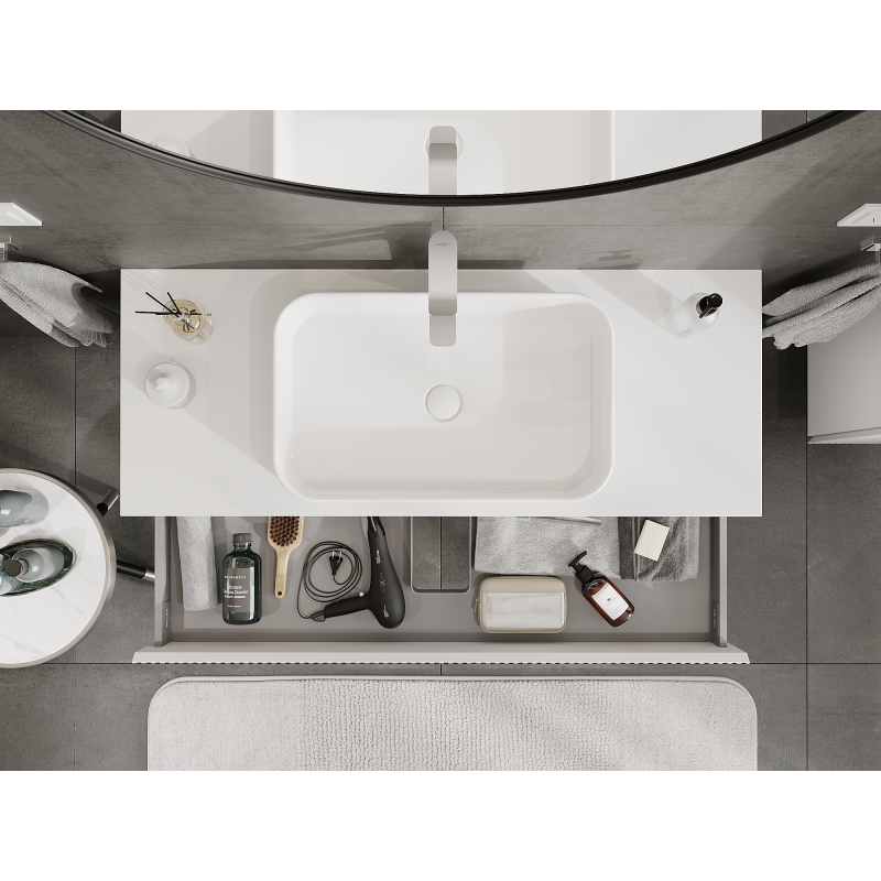 Mexen Rivel armadietto da bagno sotto lavabo 120 cm, 1 cassetto, scanalato, bianco opaco - 91A20-12023-1-BF01