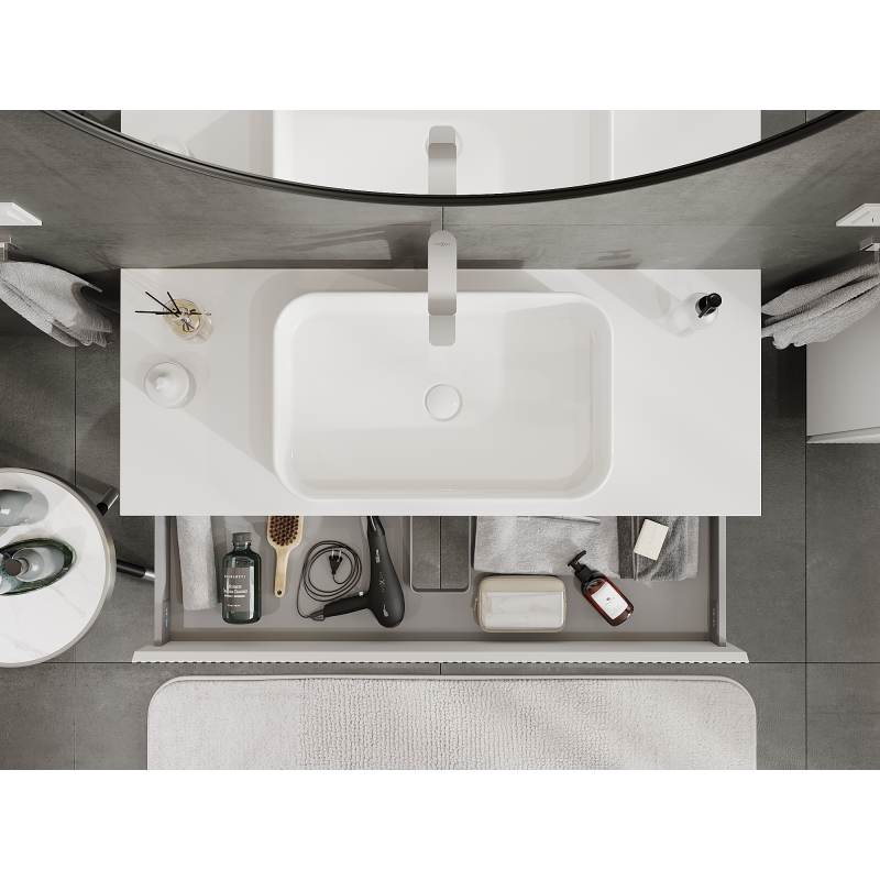 Mexen Rivel badkamerkast onder wastafel 120 cm, 1 lade, gegroefd, mat wit - 91A20-12023-1-BF01