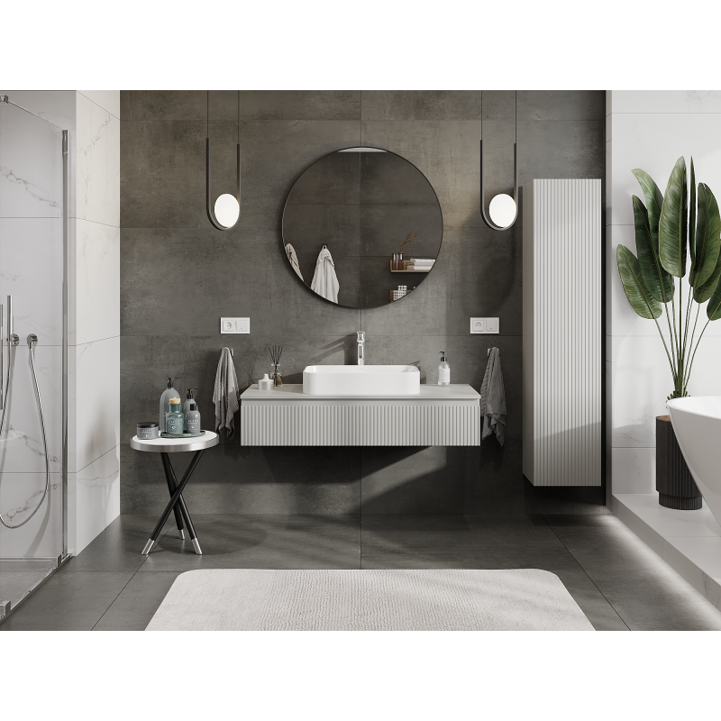 Mexen Rivel meuble de salle de bain sous vasque 120 cm, 1 tiroir, rainuré, gris mat - 91A20-12023-1-BF62