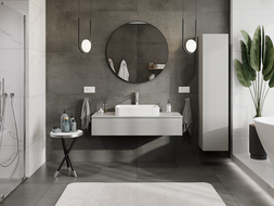 Mexen Rivel mobile da bagno sospeso 120 cm, 1 cassetto, scanalato, grigio opaco - 91A20-12023-1-BF62