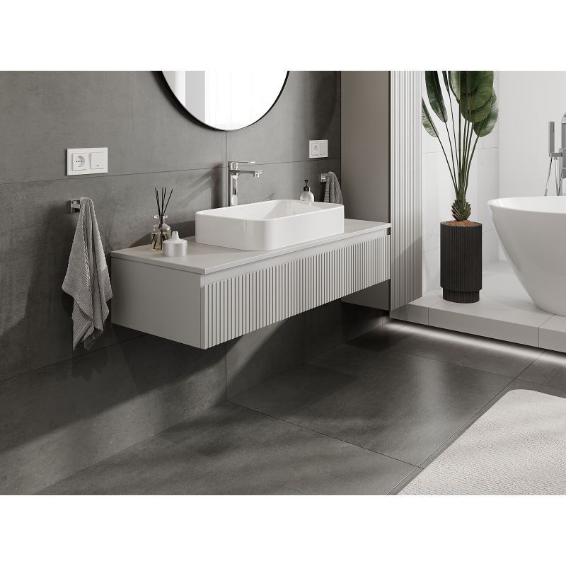 Mexen Rivel armário de casa de banho sob lavatório 120 cm, 1 gaveta, ranhurada, cinza mate - 91A20-12023-1-BF62