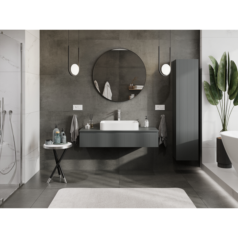 Mexen Rivel armário de casa de banho para lavatório 120 cm, 1 gaveta, canelado, cinzento mate - 91A20-12023-1-BF66