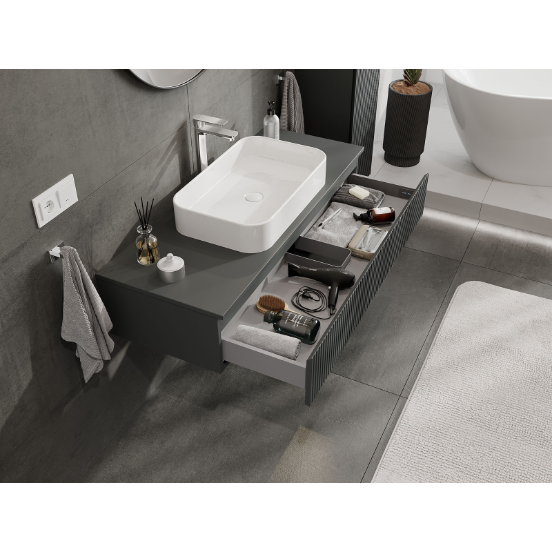 Mexen Rivel badkamerkast onder de wastafel 120 cm, 1 lade, gegroefd, grijs mat - 91A20-12023-1-BF66