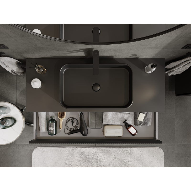 Mexen Rivel mueble de baño bajo lavabo 120 cm, 1 cajón, ranurado, negro mate - 91A20-12023-1-BF71