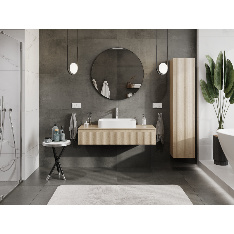 Mexen Rivel mobile da bagno sotto lavabo 120 cm, 1 cassetto, scanalato, rovere - 91A20-12023-1-BF81