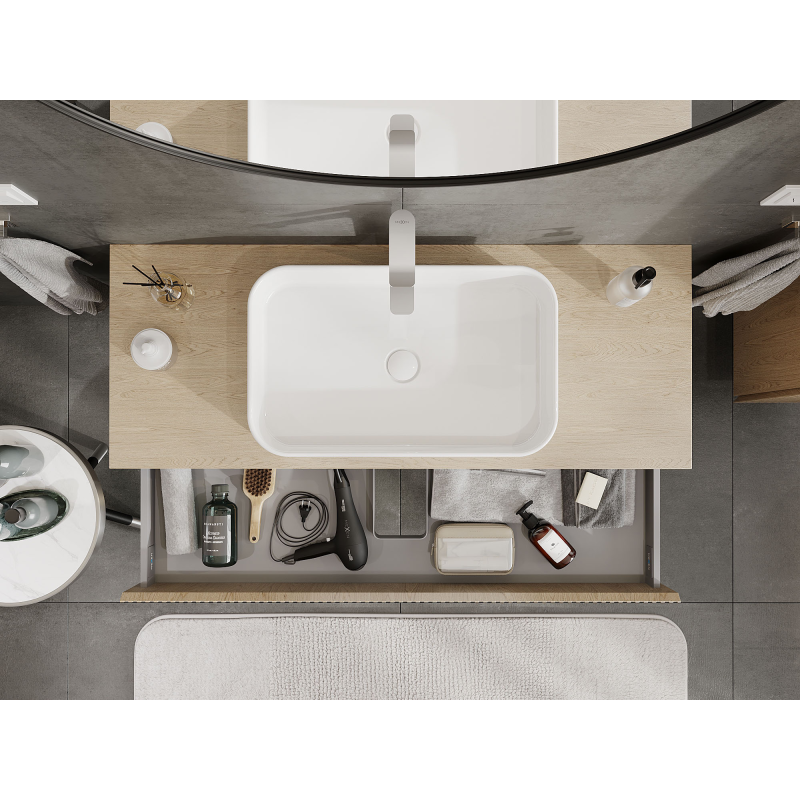 Mexen Rivel mueble de baño bajo lavabo de 120 cm, 1 cajón, ranurado, roble - 91A20-12023-1-BF81