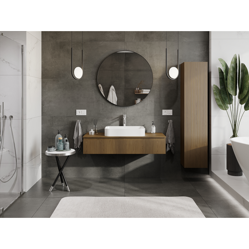 Mexen Rivel kylpyhuoneen allaskaappi 120 cm, 1 laatikko, uritettu, pähkinä - 91A20-12023-1-BF86