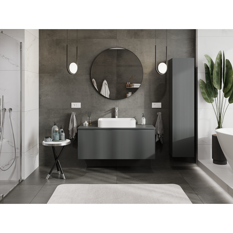 Mexen Rivel meuble de salle de bain sous lavabo 120 cm, 1 tiroir, rainuré, graphite mat - 91A20-12047-1-BF66