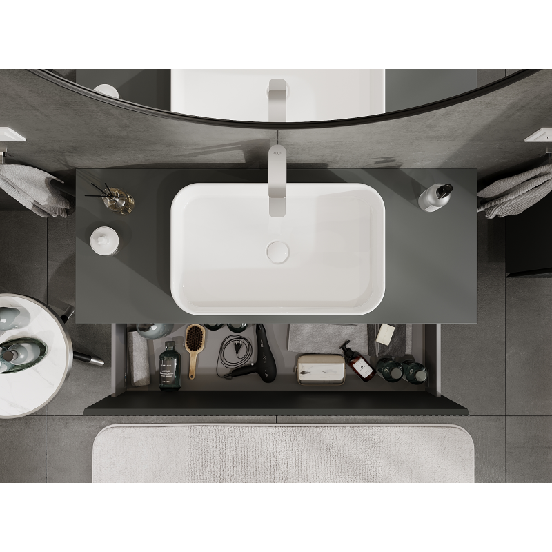 Mexen Rivel armario de baño bajo lavabo de 120 cm, 1 cajón, acanalado, grafito mate - 91A20-12047-1-BF66